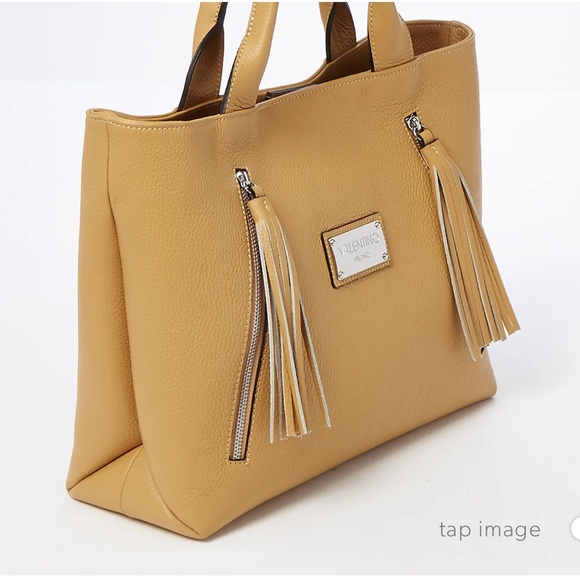 Authentic VALENTINO Alizee Almond Tote with Fringe Tassles - Picture 2 of 9